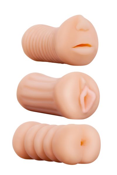 (DT21307) Набор реалистичных мастурбаторов REALSTUFF 3 IN 1 FLESH