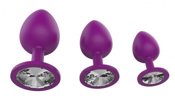 Набір анальних пробок – LustGlider Classic Plug Set With Crystal(11401)