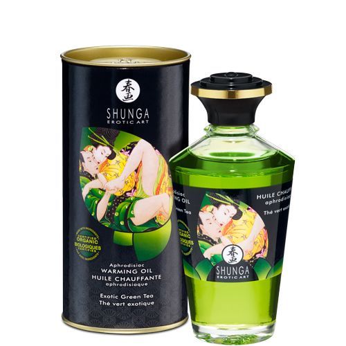 Органічне нагрівальне масло Shunga Aphrodisiac Warming Oil – Exotic green tea (100 мл) без цукру (SO2503)