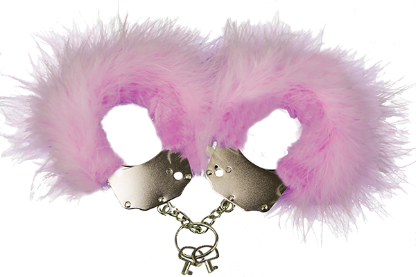 Наручники металеві Adrien Lastic Handcuffs Pink з рожевим пухнастим оздобленням (AD30301)