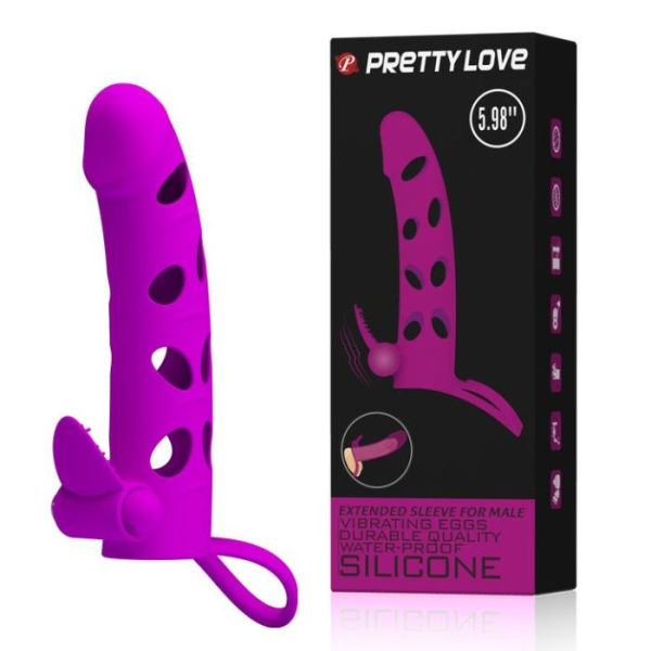 Насадка на член — Pretty Love Vibrating Penis Sleeve Purple 5,98 «9(BI0406)