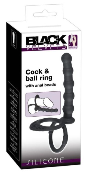 Насадка для двойного проникновения — Black Velvets Cock & ball ring(533556)