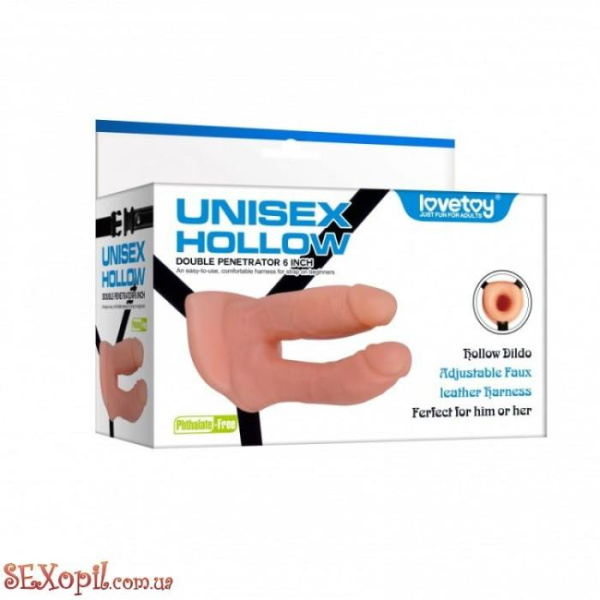 (LVTOY049) Подвійний страпон Lovetoy Unisex Hollow Double Penetrator 6