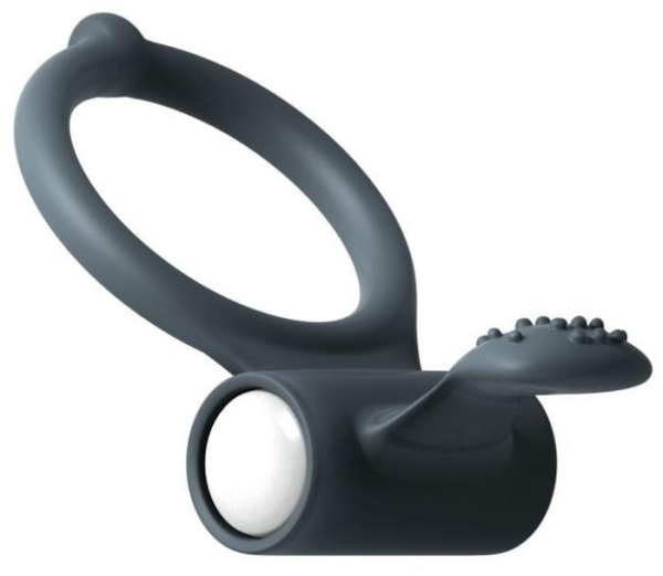 Эрекционное кольцо Dorcel Power Clit Black V2 с вибрацией, с язычком со щеточкой(MD1410)