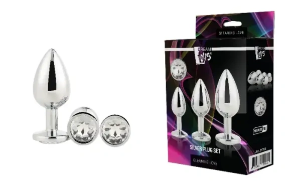 Набір анальних пробок Dream Toys GLEAMING LOVE SILVER PLUG SET DT21788